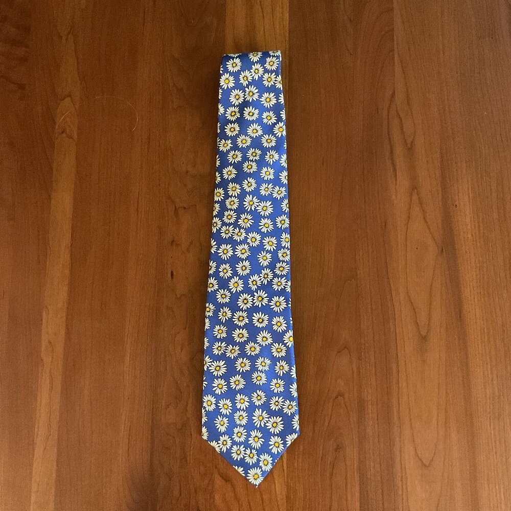 VTG Huntington Daisy Print Silk Tie